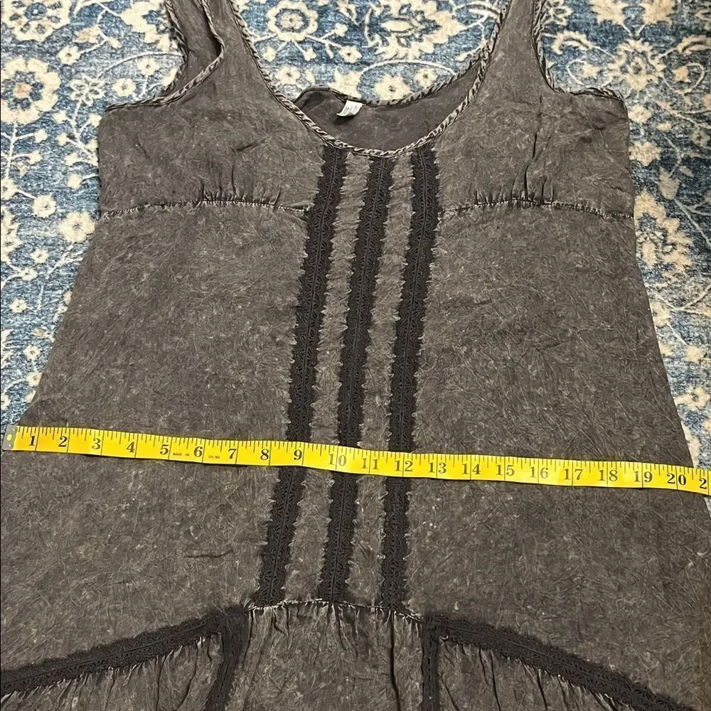 Free People Intimately Parisian Slip Gray Distressed Sleeveless Hi-Lo Dress Boho